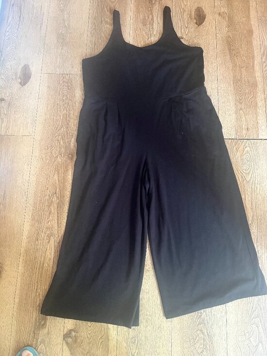 Eileen Fisher Pants - Eileen Fisher black Romper Crop wide- leg Oversized Baggy w/pockets sleeveless L